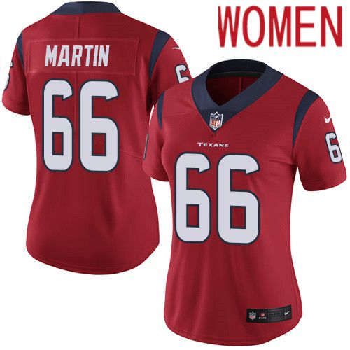 Women Houston Texans 66 Nick Martin Red Nike Vapor Limited NFL Jersey